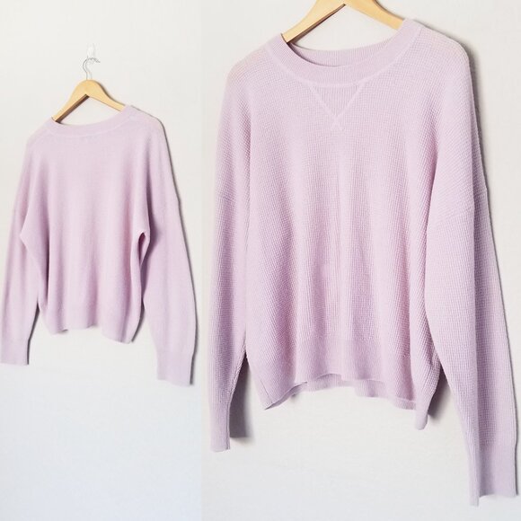 Madewell 100% Cashmere Sweatshirt XL Dusty Lavender Purple Waffle Knit SOFT $158 - Picture 6 of 16